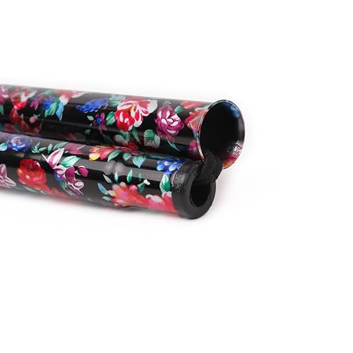 Folding Lightweight Walking Stick - Adjustable Aluminum Metal Collapsible Travel Cane with Non-Slip Rubber Base - color: Black Floral 2