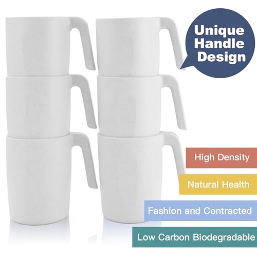 Homienly Coffee Mug Set - Wheat Straw Cups, Alternative to Plastic Coffee Cups Reusable | Unbreakable for Hot Chocolate, Tea, & Coffee | Microwave Safe, Dishwasher Safe Drinking Cups (White) - color: White, size: 16 Ounces