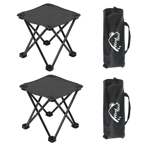 Wind Tour Portable Folding Camping Stool Outdoor Camping Lightweight Samll Chair for Fishing Hiking Gardening and Beach with Carry Bag (Medium Black -2) - color: Medium Black -2