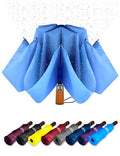 Raintrend Windproof Travel Umbrellas for Rain Automatic +10% Bigger Canopy Strong Frame Compact Folding Portable Umbrella for Women Men Backpack Purse - color: Y Sky Blue