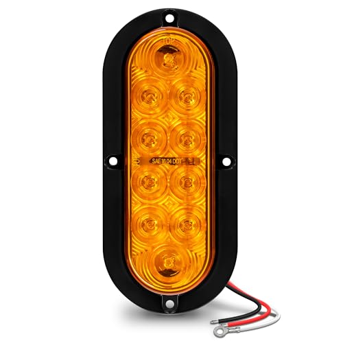 TRUE MODS 6" Amber Oval LED Trailer Tail Light for RV Truck Flatbed | DOT FMVSS 108, Surface Mount, IP67 Submersible, Park & Turn Signal, LED Trailer Tail Brake Lights, Stop Turn Tail Park Brake - color: Amber, size: 1 Pack