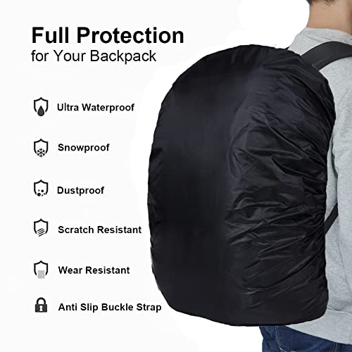 Waterproof Backpack Rain Cover with Anti Slip Buckle Strap for Camping, Hiking, Traveling, Hunting, Biking, 15-80L - color: Black, size: 50L - 60L