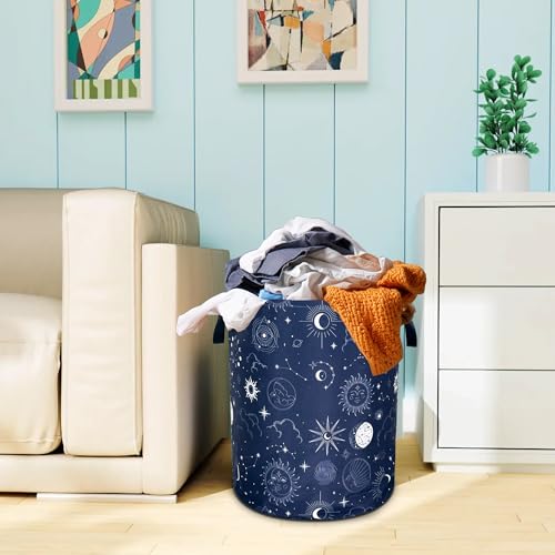 Night Sun Stars Moon Laundry Basket Foldable Oxford Cloth 18.9 x 16.5 Inch - color: Night Sun Stars Moon
