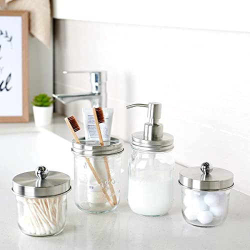 Amolliar Mason Jar Liquid Soap Dispenser Soap Pump, Brushed Nickel 1 Pack | Refillable Lotion Soap Pump16OZ Regular Mouth Jar, Hand Soap, Dish, Stainless Steel Soap Pump Lid, Farmhouse Bathroom Decor - color: Brushed Nickel, size: 1 Pack