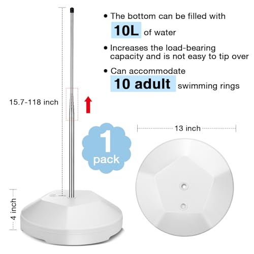 Pool Float Storage Rack Pool Float Holder Stainless Steel Equipment Holder Water Filling Base Portable Scalable Outdoor Rack for Swimming Outdoor Storage(13 x 118 in,White) - color: White, size: 13 x 118 in