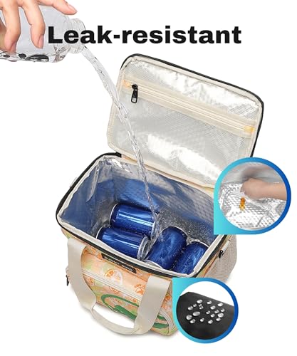 SUNNY BIRD 12L Large Insulated Lunch Bag, Leakproof and Foldable Lunch Cooler Box for Women Adult and Men, Fits 18 Cans (Grapefruit Pink) - color: Grapefruit Pink
