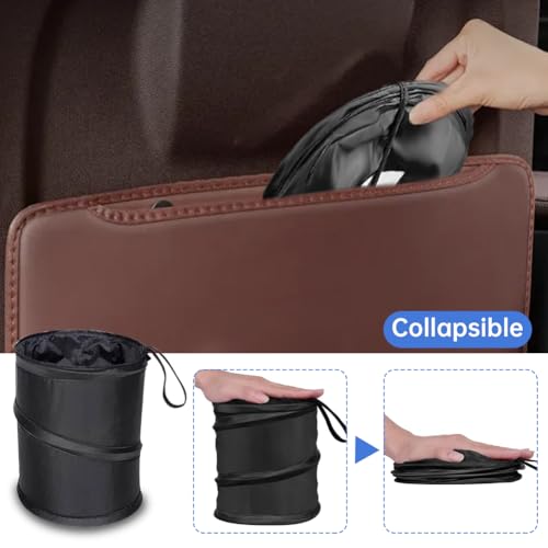 2 Pack Car Trash Bins, Mini Collapsible Car Garbage Can with Sticker, Hanging Car Trash Bag for Back Seat, Multipurpose Water Proof Bag Leak Proof Garbage Bin for Car(Size:6.30 x 7.87inch)