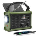 12000mAh/44400mWh Emergency Radio, NOAA Weather Radio, Hand Crank & Solar - color: Amy Green