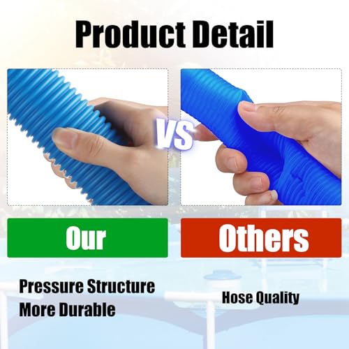 Upgrade 2 Pcs 1.5'' Diameter 59'' Length Swimming Pool Filter Hose with 4 Clamps 2 pcs 1.25 to 1.5 Type B Adapter 2 Replacement Hose Adapter W/collar for Pumps Above Ground Pools(Blue) - color: Blue