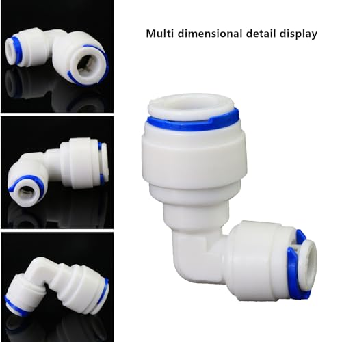 1/4" to 3/8" Push-Fit Elbow Adapter, 5 Pcs | Plastic push-to-connect fitting for RO water filtration, pre-purifier, refrigerator & coffee maker. - style: 1/4" to 3/8" Push-to-Connect Elbow Reducer
