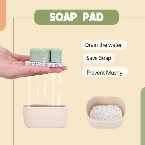 Silicone Travel Soap Case, Small Travel Soap Container, Shampoo Bar Case | with Draining Layer, Portable Bar Soap Holder (Small Off White) - color: Small Off White