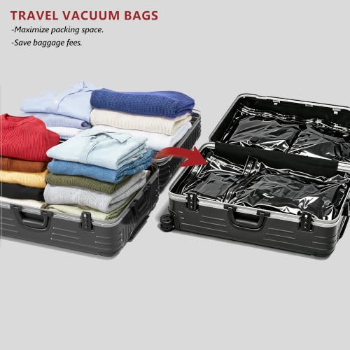 Travel Vacuum Bags for Clothing with Cordless Pump 18 Combo, Black - color: Black, size: 18 Combo