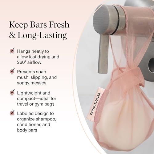 Kitsch Soap Saver Bag – Patented Mesh Bag Soap Holder - Terracotta | for Shampoo and Conditioner Bars – Extends Use & Prevents Soggy Mess – Recycled Beauty Mesh Pouch, Eco-Friendly - color: Terracotta