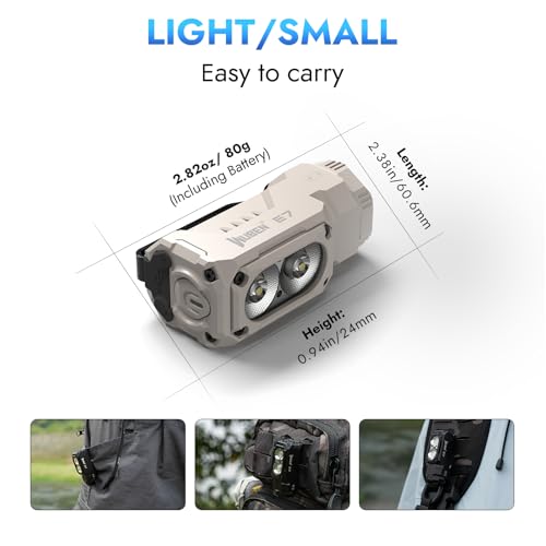 WUBEN E7 1800 Lumen Rechargeable Mini Flashlight with Magnet | Super Bright 6 Modes Khaki EDC Flashlight, Typ-C Rechargeable LED; IP68 Pocket Flashlight for Headlamp Use, Rescue, Camping - color: Khaki LBG