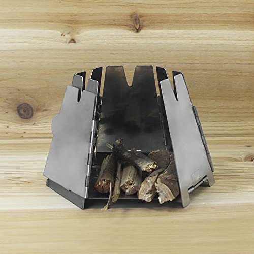 HUIOP Mini Folding Stainless Steel Hexagon Wood Stove - Portable Outdoor Camping Backpacking Cooking Stove