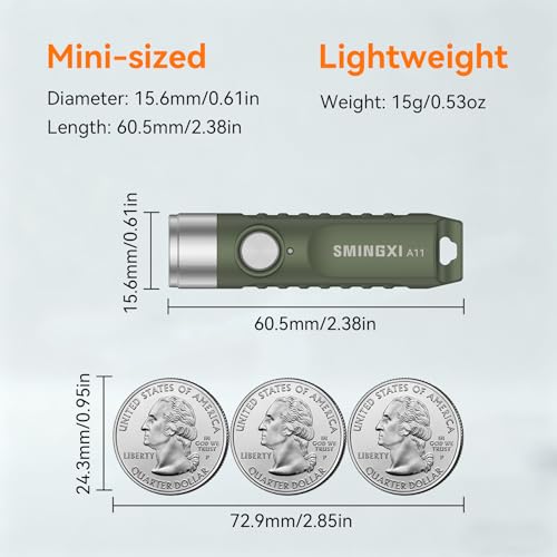 A11 Rechargeable Keychain EDC Mini Flashlight with Magnetic 2PCS - color: Green-2pcs