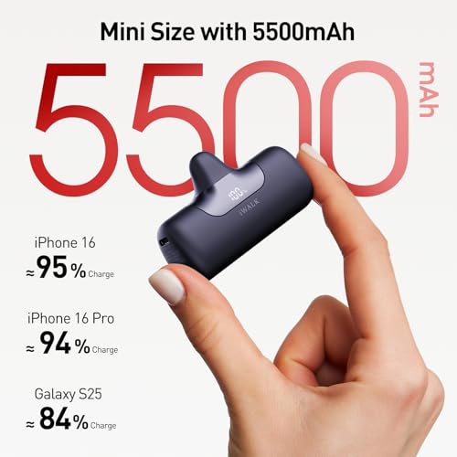 iWALK Portable Charger 5500mAh Next-Gen Small Power Bank 22.5W Fast Charging Battery USB-C Portable Phone Charger for iPhone 17/16/15 17 Plus 17 Pro Max iPad, Samsung Galaxy S25 S24 S23 Android, Black - color: Black