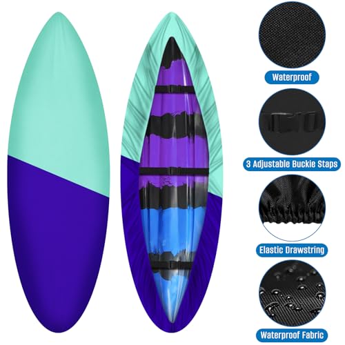 SIRUITON Kayak Cover 9-13FT 420D Waterproof Board Covers | Outdoor Dust Kayak Storage Cover-UV Protection Paddle for Canoe, Paddle Board, SUP, and Kayak Boat - size: 2Pack 9-10FT