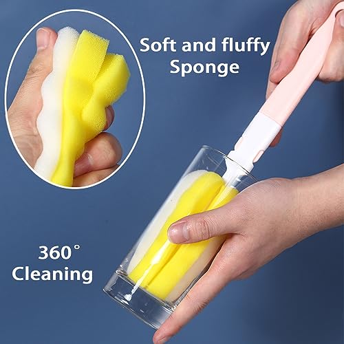 INVODA Bottle Brush 4Pack Long Handle Cup Cleaner Brush Whit Straw Brushes 4Pack Sponge Bottle Scrubber Detachable Handle Cup Cleaning Brush for Baby Bottle Clean Mugs (4 PCS+Straw Brushes 4PCS) - color: 4 Bottle Brush+4 Straw Brush