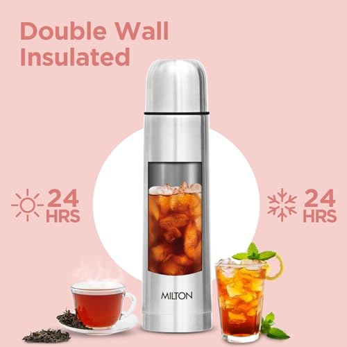 Milton Flask 12 oz Insulated Water Bottle with Cover, Flip Lid, Set of 2 | Stainless Steel, Double Wall Vacuum Insulation, Keeps Drinks Hot & Cold up to 24 Hours, Leak Proof, Silver - size: 12 oz - Set of 2