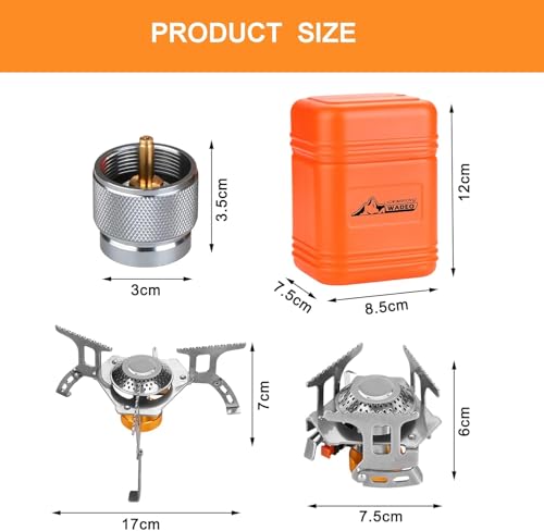 WADEO Camping Stove, 3700W Portable Backpacking Stove with Piezo Ignition | Portable Burner, Camp Stove for Outdoor Camping Backpacking, with Fuel Canister Adapter and Carry Case