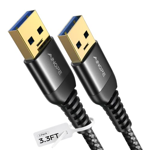 AINOPE USB to USB Cable, 3.3FT*1Pack USB 3.0 A to A Male to Male Cable [Never Rupture] Double End Type A Cord for Data Transfer, Compatible with Hard Drive Enclosures, Laptop Cooler, KVM, DVD Player - color: Black, size: 3.3FT
