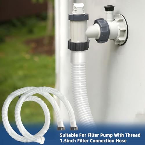 2 Pack 1 1/2 Pool Hose for Above Ground Pools 6ft&3ft Long Pool Pump Replacement Filter Hoses 1.5" EVA Swimming Pool Filter Hose for Filter Pumps, Saltwater Systems and Sand Filters (White) - color: White