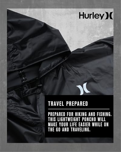 Hurley Ponchos Adult Rain Ponchos Waterproof Lightweight Packable Rain Top | Compact Packable Design for Hiking, Camping and Emergencies, Waterproof Coverage That Stows Easily in a Bag - color: Black