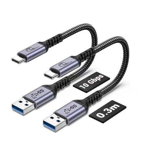 Android Auto USB C 3.1 Gen 2 Cable, 1FT, 2 Packs, 3A/10Gbps | 3A Fast Charging, High Speed 10Gbps Data Transfer, Nylon Braided Compatible with Galaxy S21 S20 S10 S10E Note 20, Pixel 6 5 - color: Grey, size: 1 ft