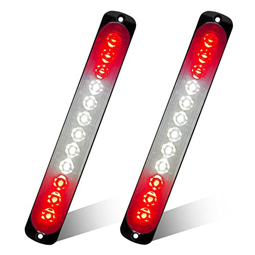 2pcs 12LED Red and White Led Light-Head Emergency Beacon Hazard Warning Light Flashing Strobe Light Bar Recovery Breakdown Surface Mount for Construction Vehicle Car Truck Trailer Caravan 12-24V - color: Red&White