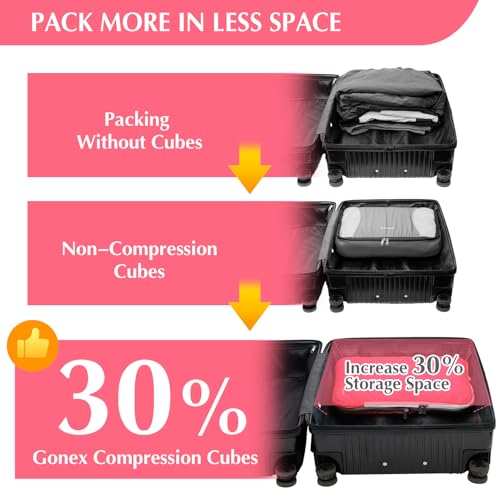 Gonex Compression Packing Cubes, 4-Piece Expandable Travel Organizers - color: 4-Bright Pink, size: 4 Set
