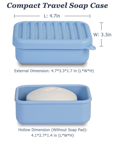 HighHerz Superior Leak-Proof Silicone Travel Soap Case, Portable Soap Container with Draining Layer, Durable Soap Box, Shatter-Proof Soap Holder for Bathroom, Gym, Travel Size Toiletry (Blue) - color: Blue
