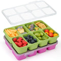 MaMix Snackle Box Container,Leak-Proof Snack Box 8 Compartment Divided Serving Tray with Lid, Dishwasher Safe Food Containers for Fruit Candy Snack Nuts Veggie Party (2 PACK) - color: GREEN+ROSE RED