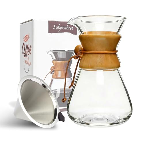 subjectthree Glass Coffee Maker Pour Over Coffee Dripper (34 Ounce Curved) - size: 34 Ounce Curved