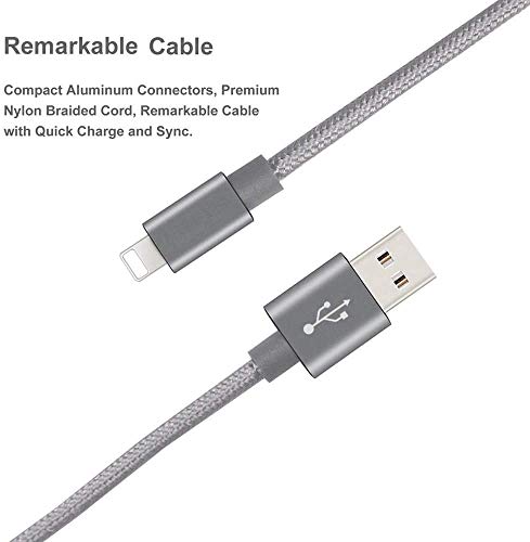 RoFI Compatible Phone Cable, [2Pack] 0.6M Nylon Braided Fast Charging USB Cord Replcement for Phone X 8 8 Plus 7 7 Plus 6s 6s Plus 6 6 Plus 5 5S 5C SE Pad Air Mini and More (2 Pack Grey, 2 FT) - color: 2 Pack Grey, size: 2 FT