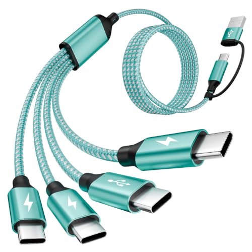 4 in 2 USB A/C to USBC Charging Cord,USB C Splitter Multi Charging Cable | 5FT 1PCS Multi Charger Cord with 4 Type-C Connectors Compatible with iP16/15/Cell Phones Tablets, Ideal for Travel, Cruises - color: Green, size: 1Pack5FT