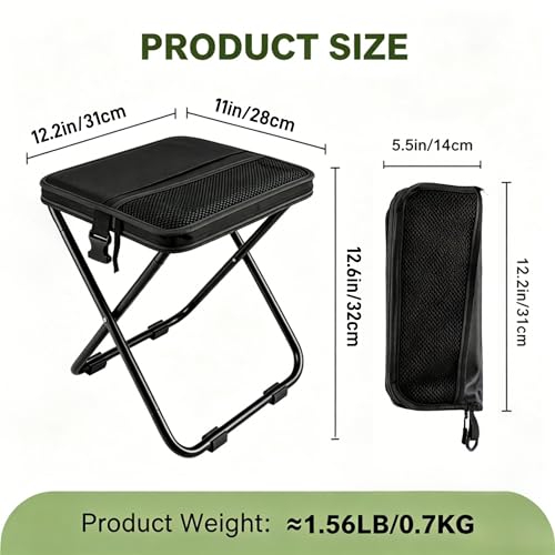 Foldable Camping Stool, Heavy Duty Thickened Collapsible Portable Pocket Chair, Compact Pocket Size Travel Seat for Hiking, Fishing, Picnic and Outdoor Activities (L12*W11*H12in) - size: Large: L12*W11*H12in