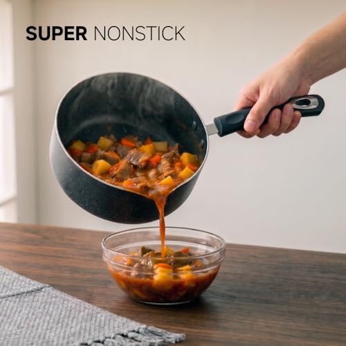 Nonstick Saucepan Set - 3-Pieces Pot Set 1 Quart & 2 Quart & 3 Quart,Ultra Non Stick Sauce Pan Small Pot with Glass Lid,Great for Home Kitchen Restaurant,Black - size: 1+2+3 sets