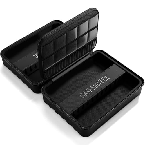 Casemaster Maxx 8 Dart Case, Holds 24 Steel Tip or Soft Tip Darts Fully Assembled, Hard Shell EVA Darts Case, 20 Accessory Pockets, Black - color: Black, size: 8 Dart