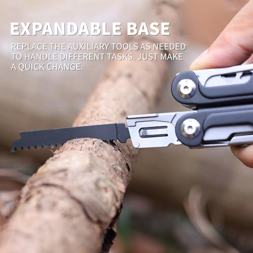 GrandHarvest 17-in-1 Stainless Steel Multi-Tool, self-locking practical multi-tool, equipped with large multi-purpose pliers, folding knife, belt clip, and nylon sheath, men's gift, EDC multi-tool