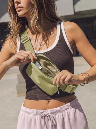 ODODOS Unisex Mini Belt Bag with Adjustable Strap Small Fanny Pack for Workout Running Traveling Hiking, Khaki Green - color: Khaki Green