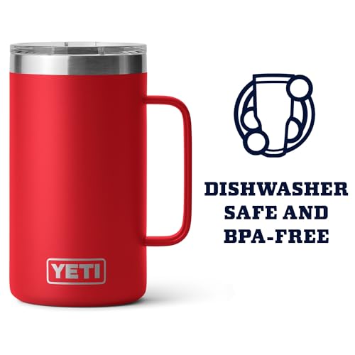 YETI Rambler 24 oz Mug, Vacuum Insulated, Stainless Steel with MagSlider Lid - color: Rescue Red