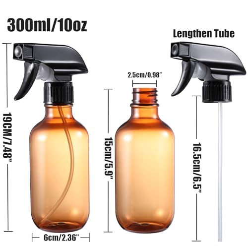 Spray Bottles 2 Pack 10 oz Refillable Plastic Squirt Bottle for Liquid - color: Frosted & Amber
