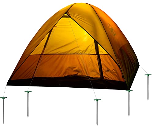 Cheardia 10 Pack Tent Stakes Heavy Duty, 9.75 Inch Yard Stakes Non-Rust Metal Tent Pegs Ground Stakes Tent Spikes for Camping Patio, Garden, Canopies, Grassland, Outdoor, Green - color: Green 10pcs