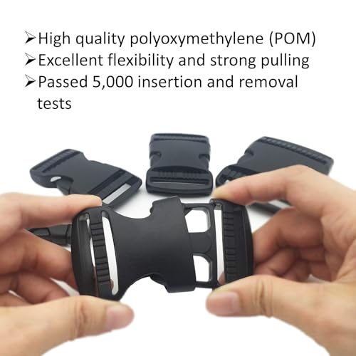 2 Set 1.5” Flat Dual Adjustable Plastic Buckles & Tri-glide Slides | Quick Side Release Buckles for Luggage Straps, Pet Collar, Backpack Repairing (Black, Fit For 1.5 Inch/38mm Webbing Straps)