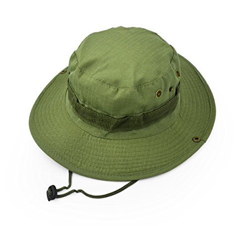 Outdoor Wide Brim Sun Protect Hat, Classic US Combat Army Style Bush Jungle Sun Cap for Fishing Hunting Camping - color: Light Green
