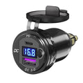 Motorcycle DIN/Hella USB Charger (NOT for Car Cigarette Socket), 36W PD3.0 & 18W QC3.0 Power Adapter with Switch, Voltmeter, Waterproof USB-C & USB-A Plug for BMW Ducati Triumph