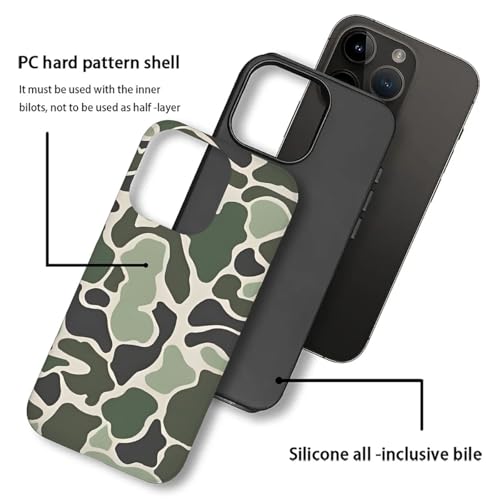 SmaMZ for iPhone 16 Pro Max Case, T2 Army Green Camo Shockproof Rugged Cover Dual Layer Soft TPU Hard PC Bumper Case Design for iPhone 16 Pro Max - color: Army Green Camo