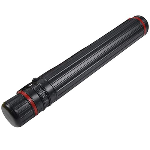DEWEL Poster Tube 30"-51", Telescoping Blueprint Holder Art Tube with Strap - color: Black (Striped), size: X-Large