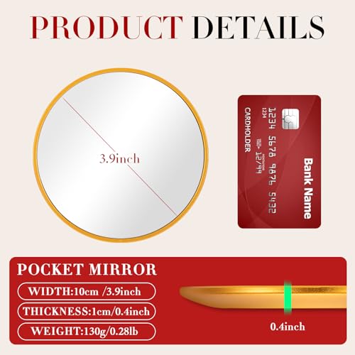 Retro metal compact travel mirror , compact mirror for wallets and pockets - color: Golden